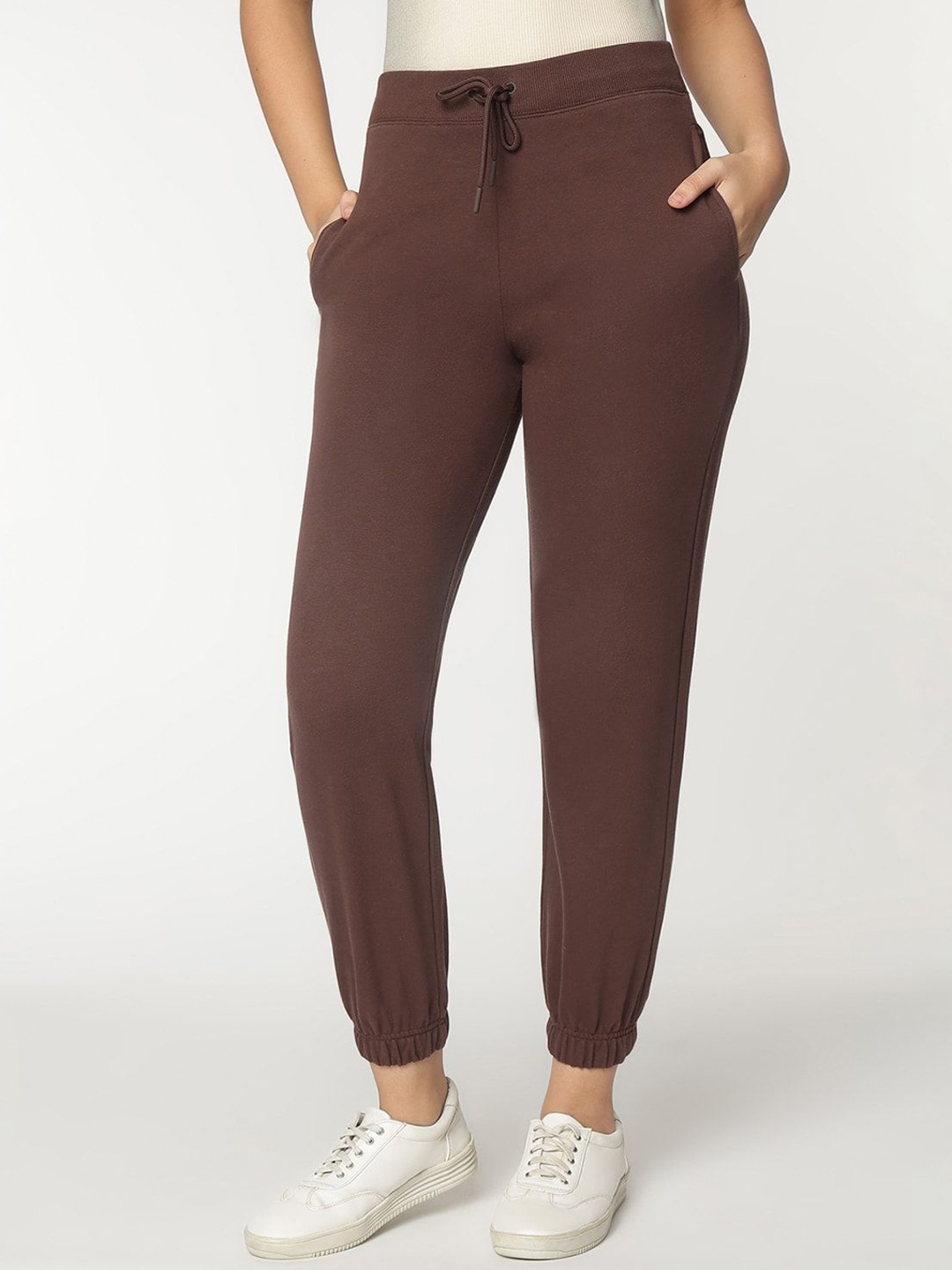 

Marks & Spencer Women Relaxed-Fit Mid-Rise Joggers, Brown