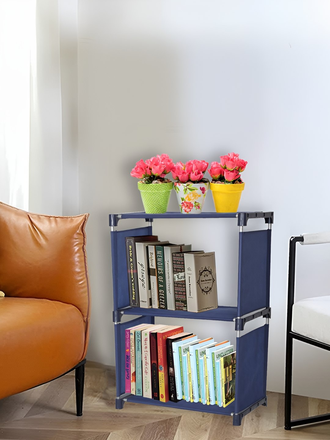 

Decent Hut Blue Metal 3-Tier Open Book Shelf