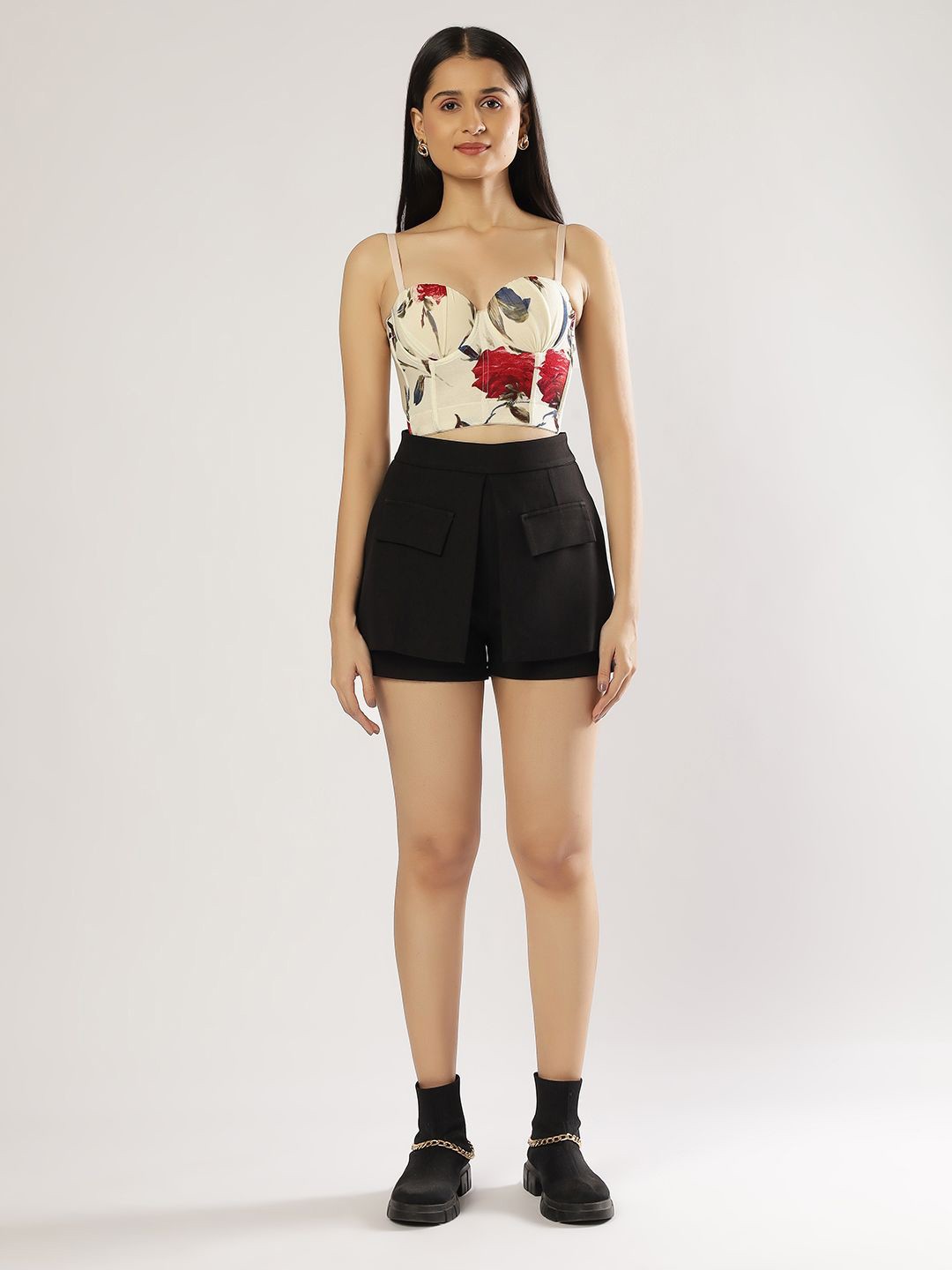 

PEACH & PANDA Print Net Top, Beige