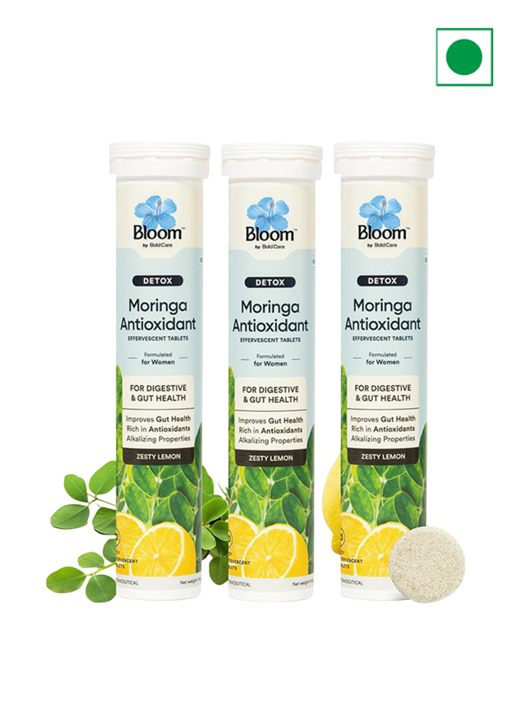 

Bloom Set Of 3 Moringa Antioxidant Tablets - 20 Tablets Each, Yellow