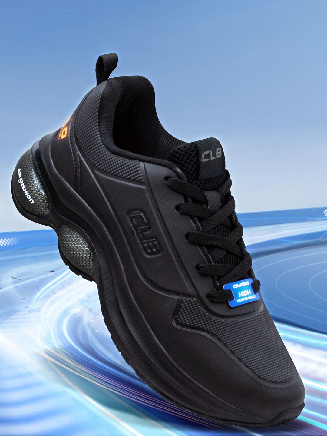 

Columbus Men FIELD Running Lace-Ups Non-Marking Shoes, Black