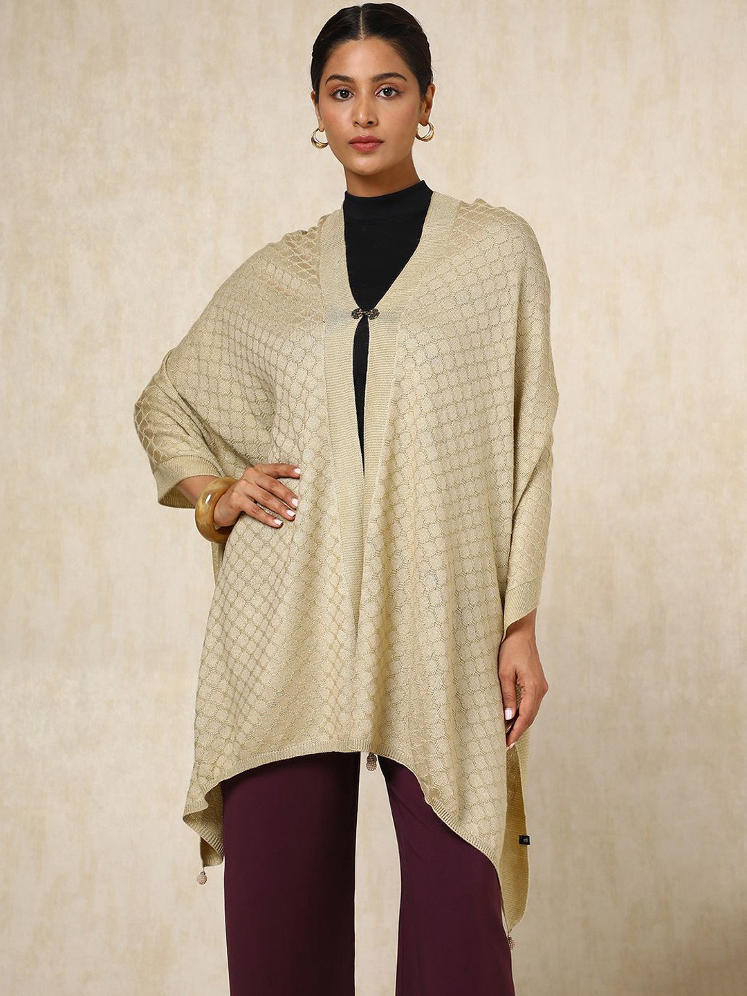 

Soch Geometric Woven Design Acrylic Shawl, Beige