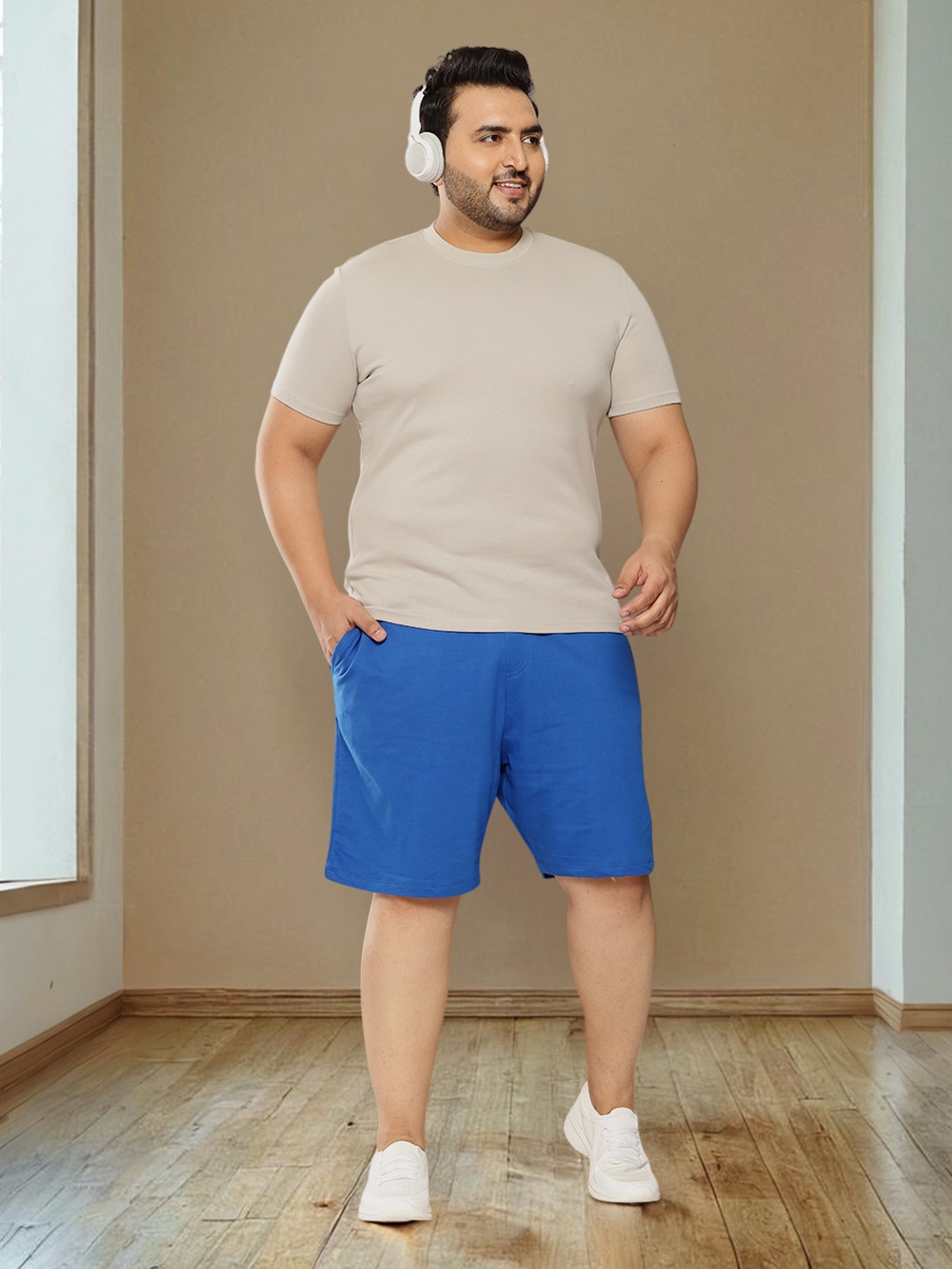 

Sztori Men Plus Size Cotton Shorts, Blue