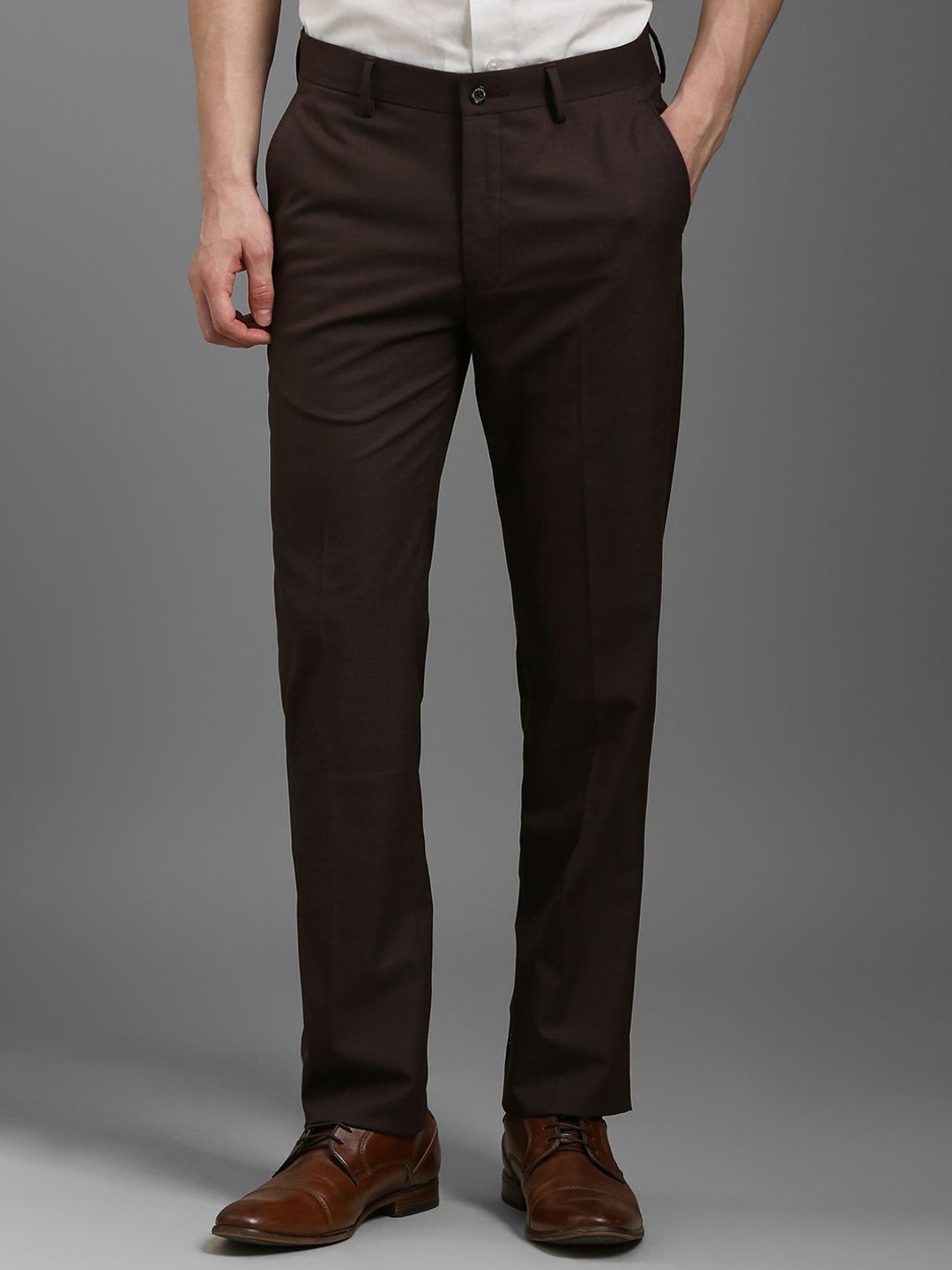 

Louis Philippe Men Checked Slim Fit Trousers, Brown