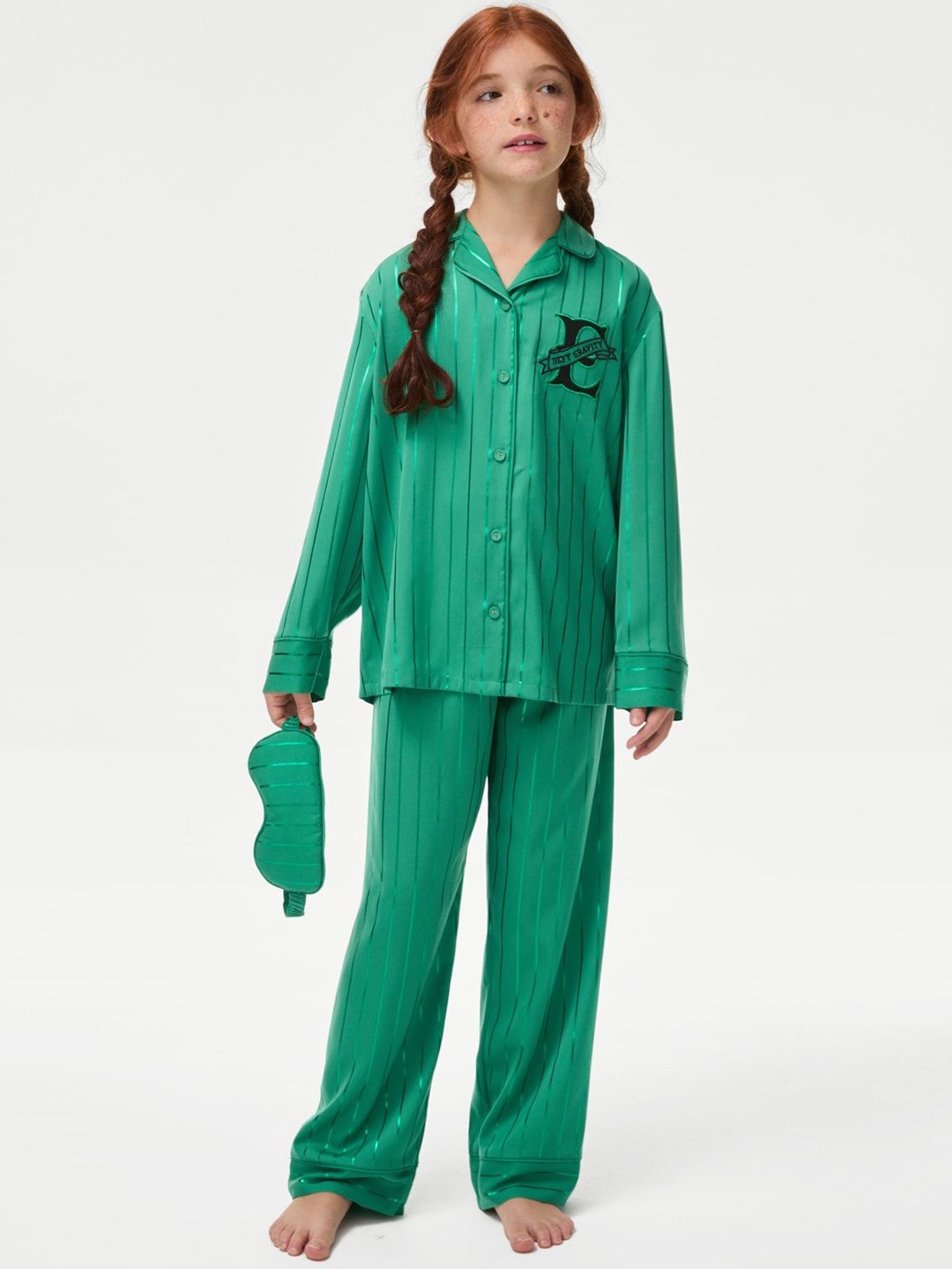 

Marks & Spencer Girls Striped Night suit, Green