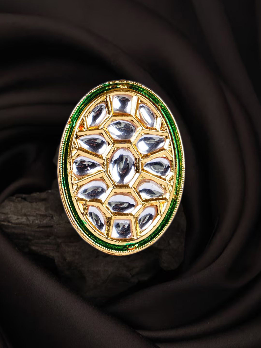 

Bamboo Tree Jewels Gold-Plated Kundan Adjustable Finger Ring