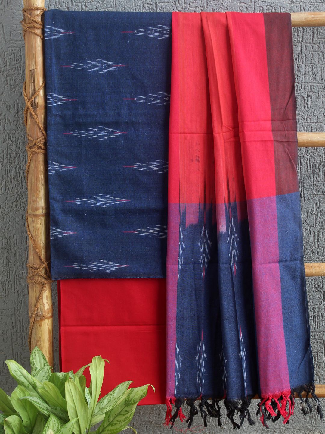 

Weaves of Tradition Pure Cotton Unstitched Dress Material, Navy blue