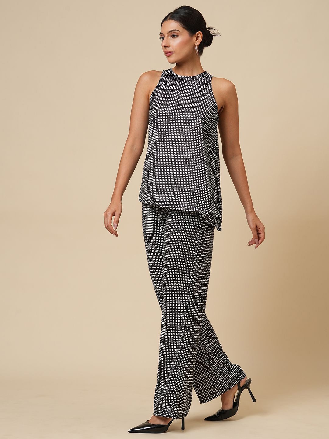 

Chemistry Asymmetrical Top With Trouser Co-Ords, Black