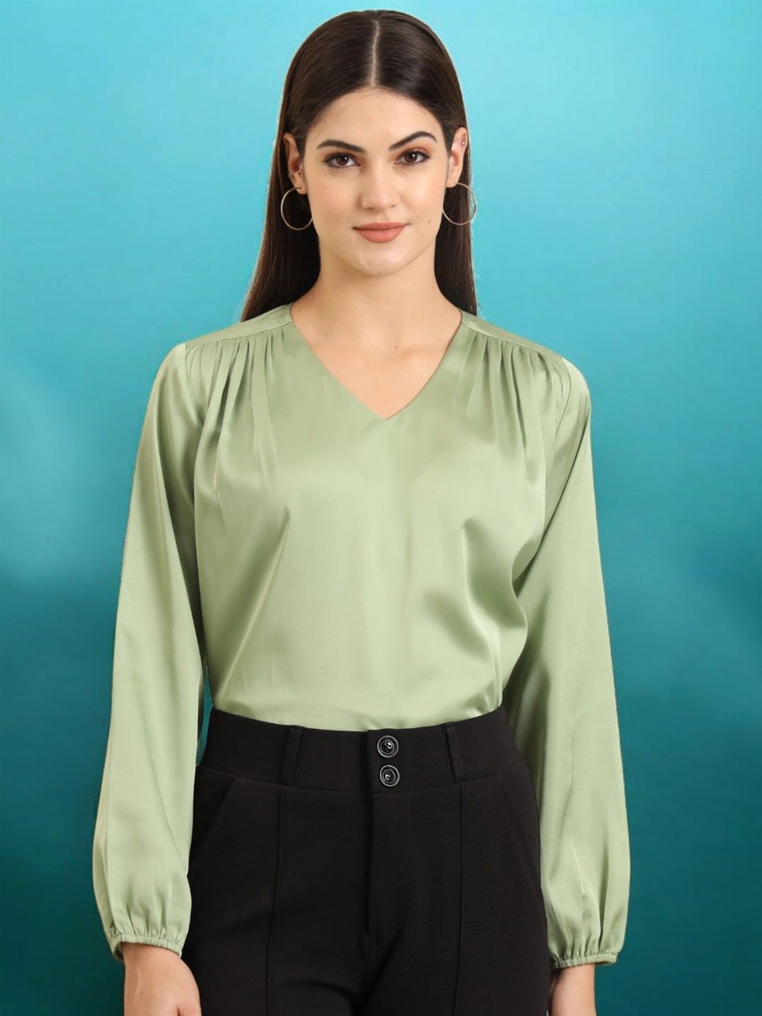 

All About You Formals Satin Top, Green