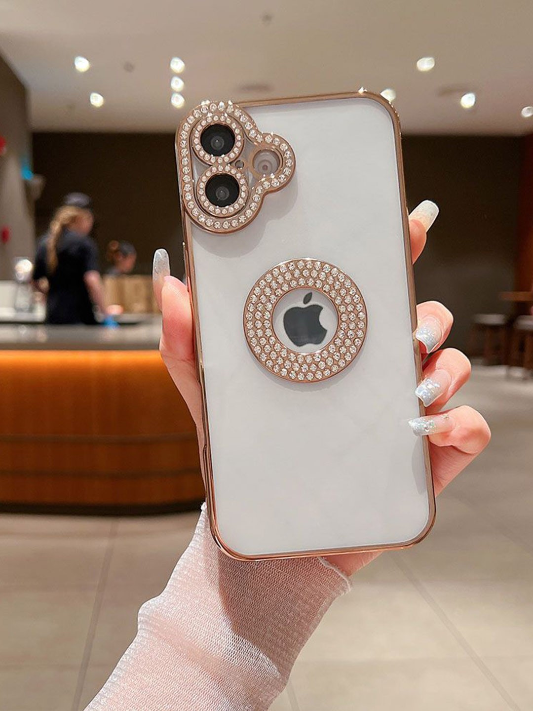 

Luxury Kase Embellished iPhone 16 LK030 Logo Mobile Back Case, Gold
