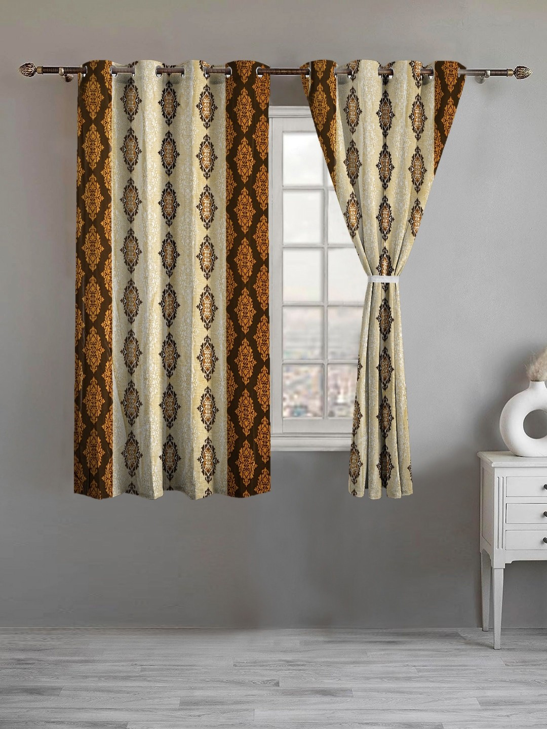 

Lunar Days Brown Set of 2 Floral Room Darkening Window Curtain