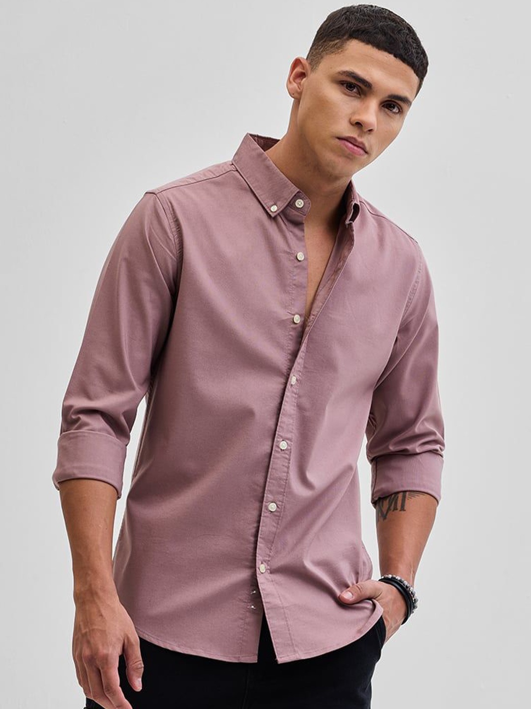 

Snitch Men Smart Slim Fit Opaque Casual Shirt, Mauve