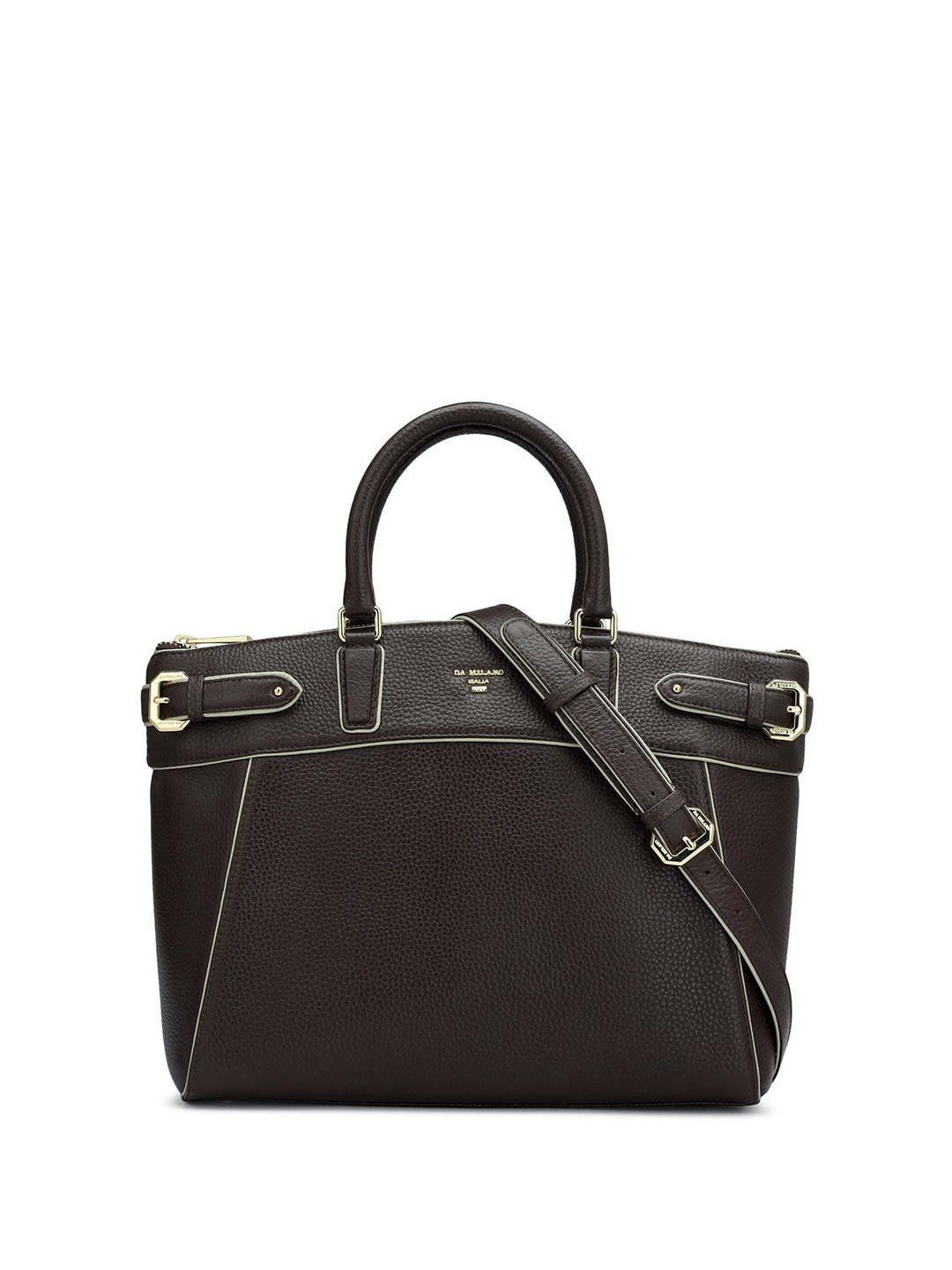 

Da Milano Textured Leather Structured Handheld Bag, Brown