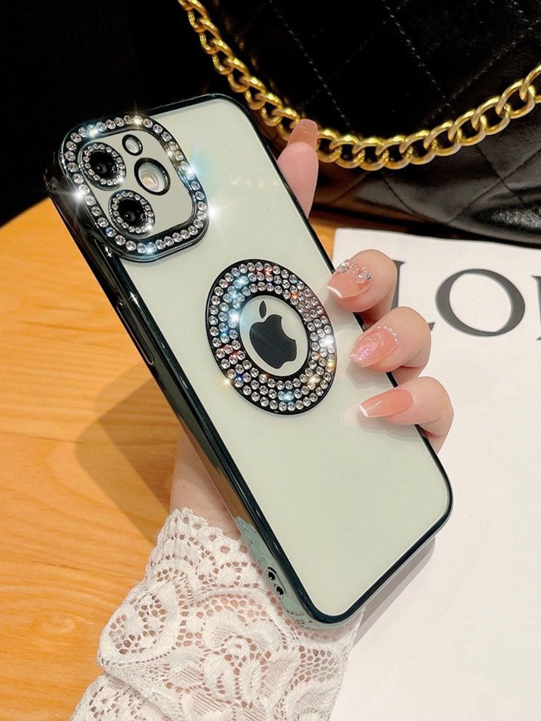

Luxury Kase Embellished iPhone 11 Back Mobile Case LK030, Green