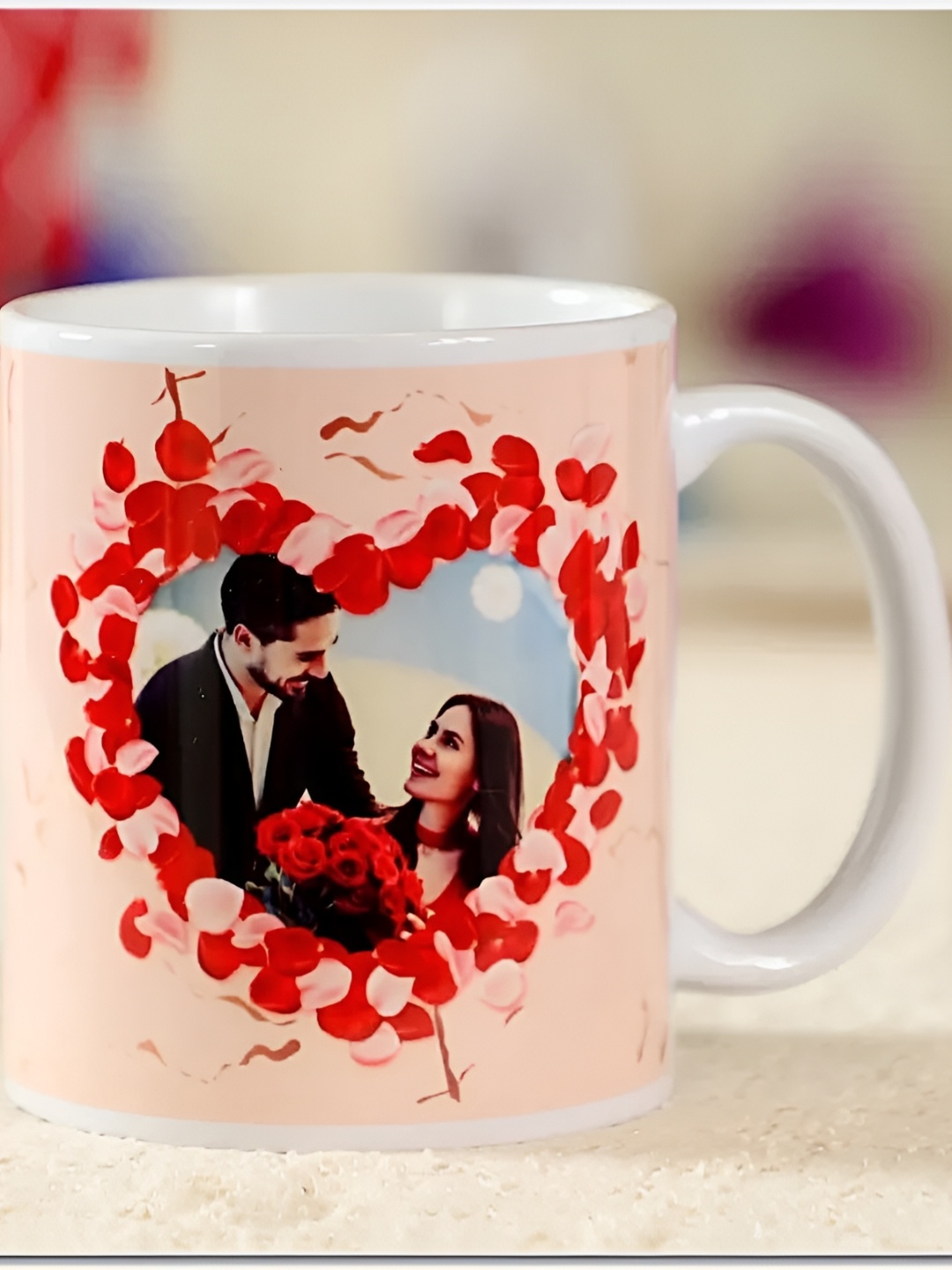 

fnp Red & White Printed Ceramic Glossy Mugs Set of Cups and Mugs