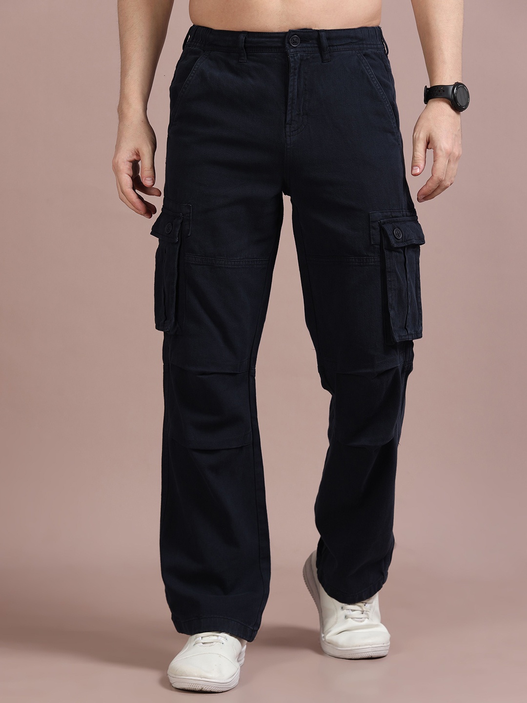

RIGS AND RAGS Men Smart Straight Fit Cargos Trousers, Teal
