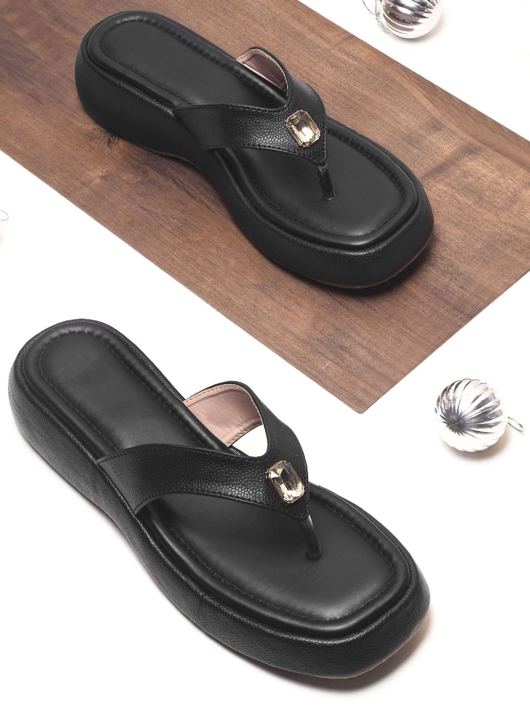 

Try Me Ethnic Platform Sandals, Black