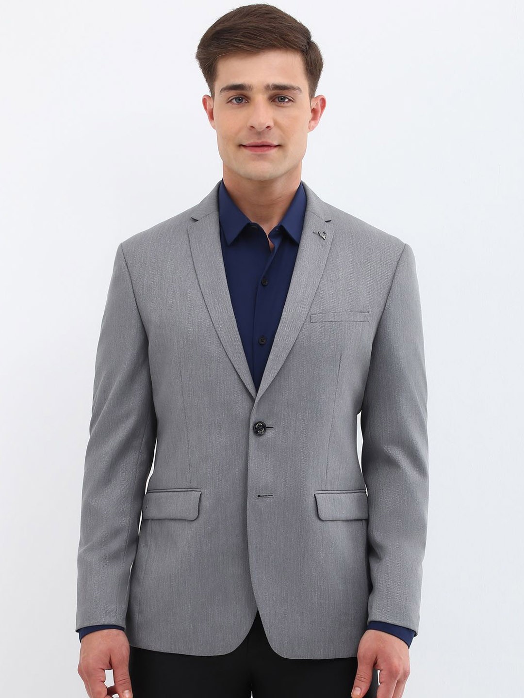 

Allen Solly Textured Slim Fit Single-Breasted Blazer, Grey