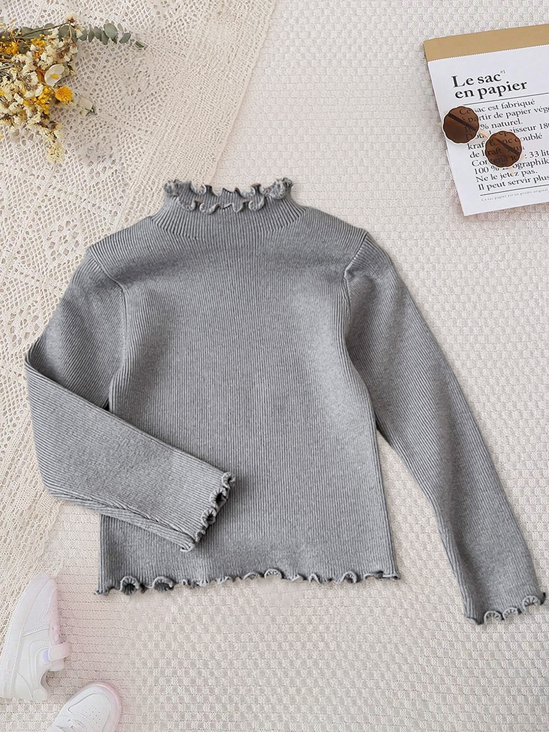 

FOREVER FRIDAY Girls Turtle Neck Pullover, Grey