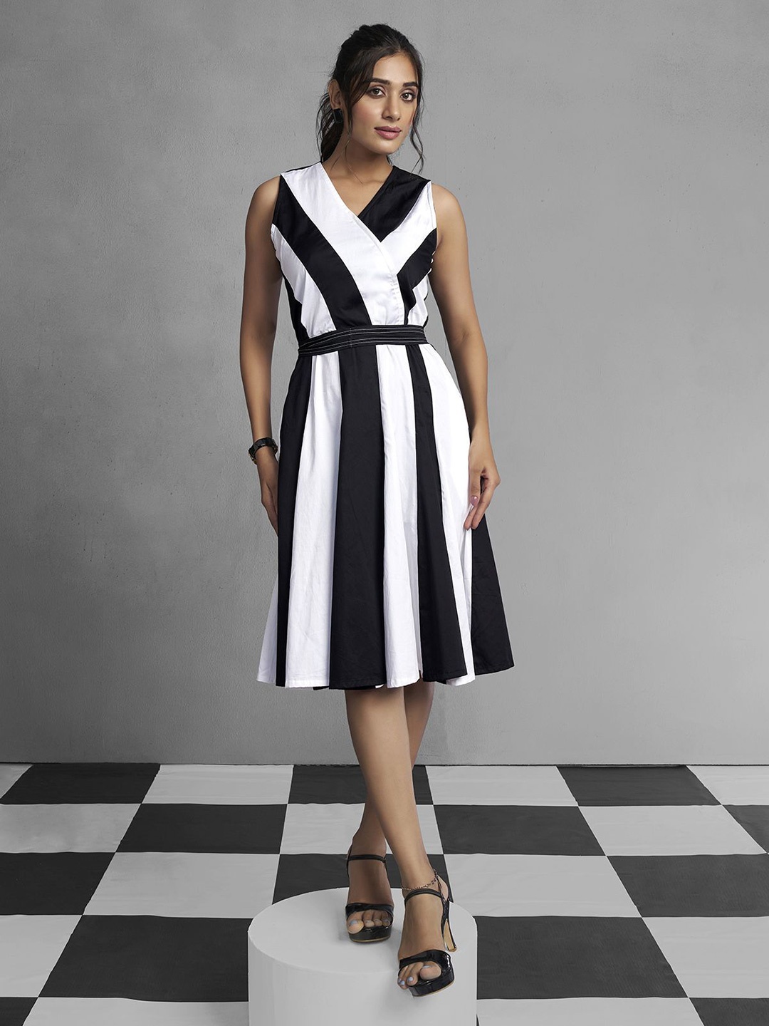 

ZILAIRE Striped A-Line Mini Dress, Multi