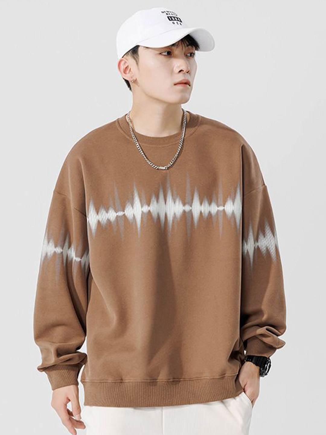 

HERE&NOW Men Printed Sweatshirt, Brown