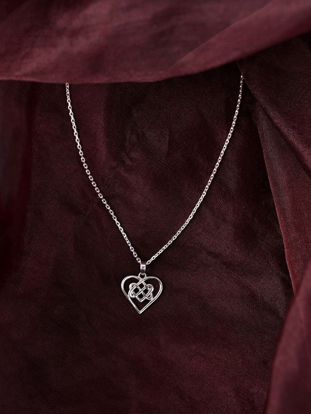 

Clara Rhodium-Plated Heart Shaped Pendants with Chains, Silver