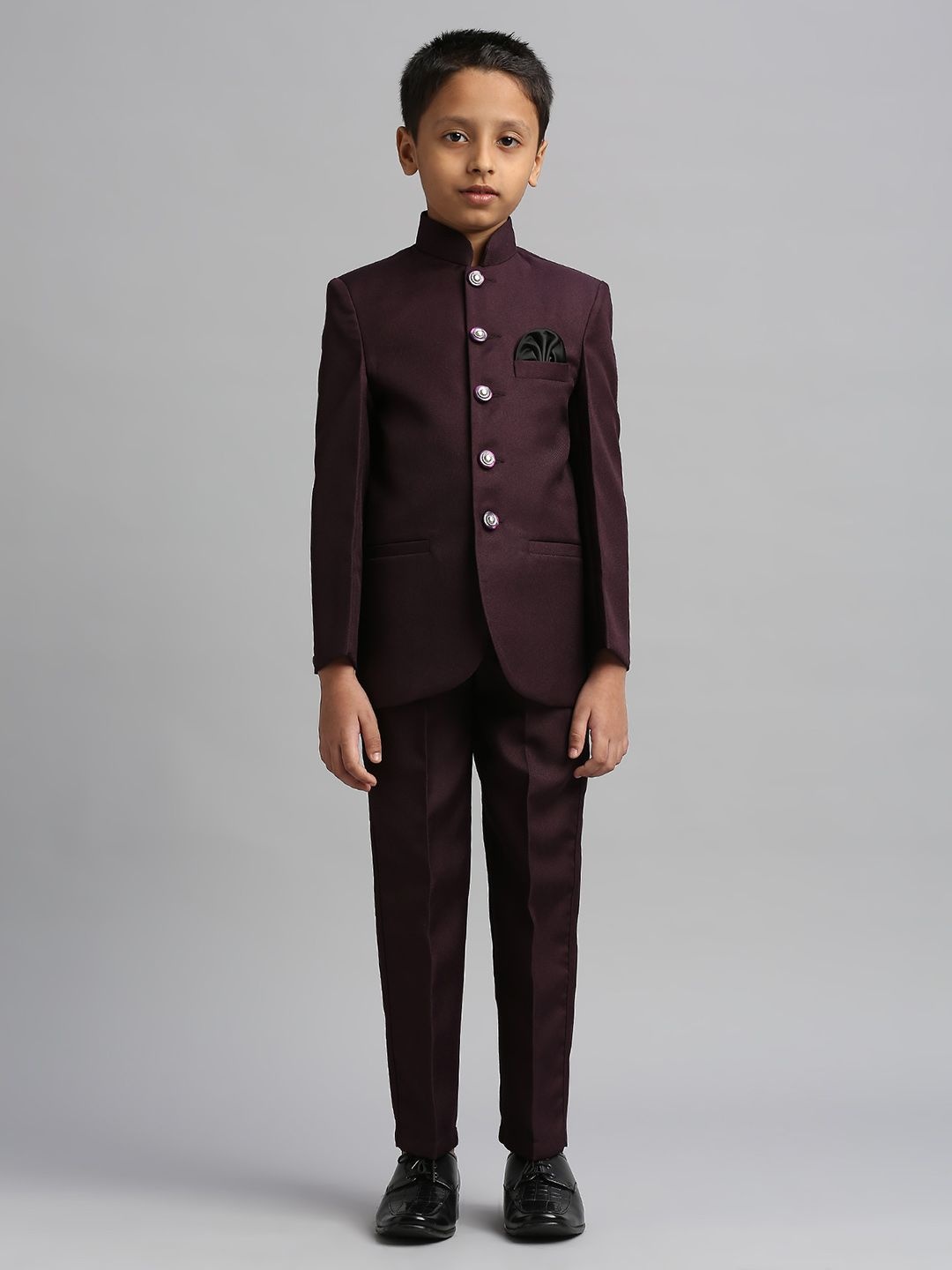 

YK Boys Solid Jodhpuri Blazer with Trousers Clothing Set, Purple