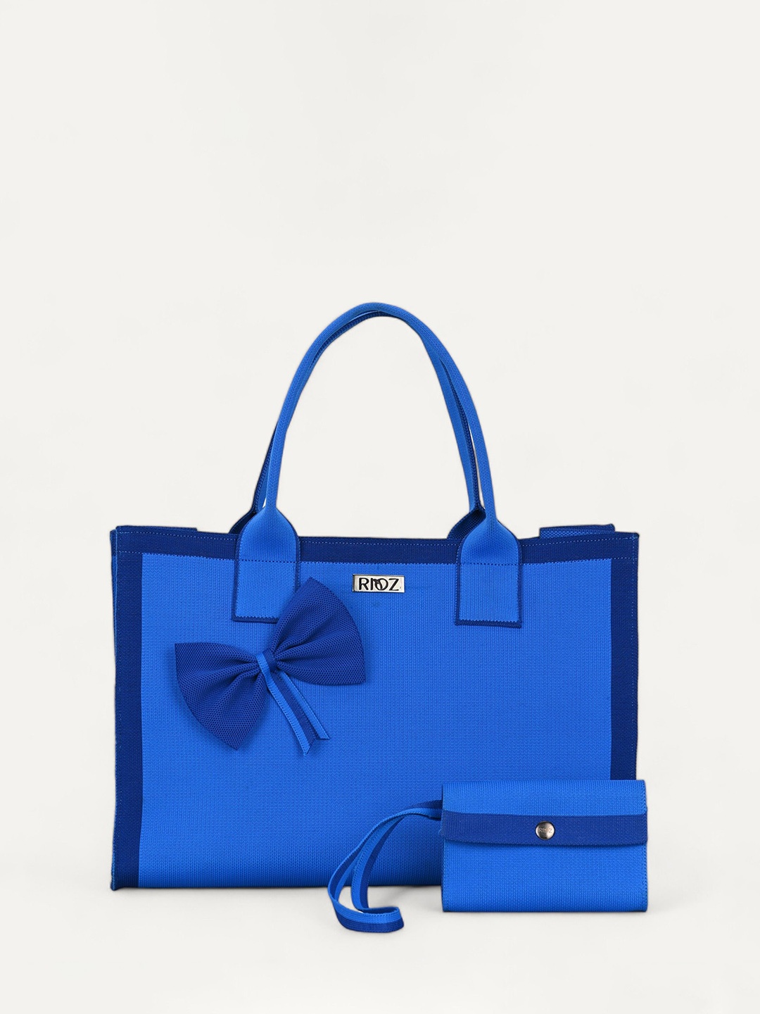 

Rioz Oversized Structured Handheld Bag with Bow Detail, Blue