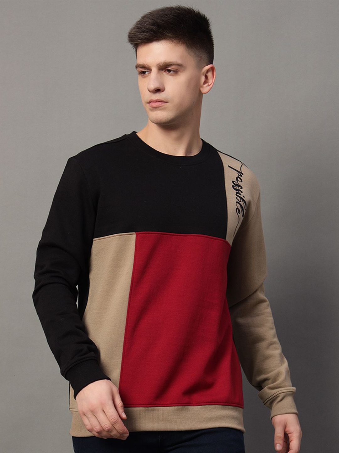 

GET GOLF Men Colourblocked Plus Size Sweatshirt, Black