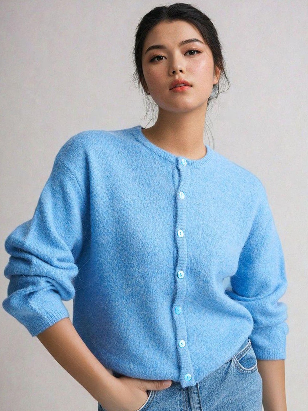 

Stylecast X Kotty Women Round Neck Cardigan, Blue