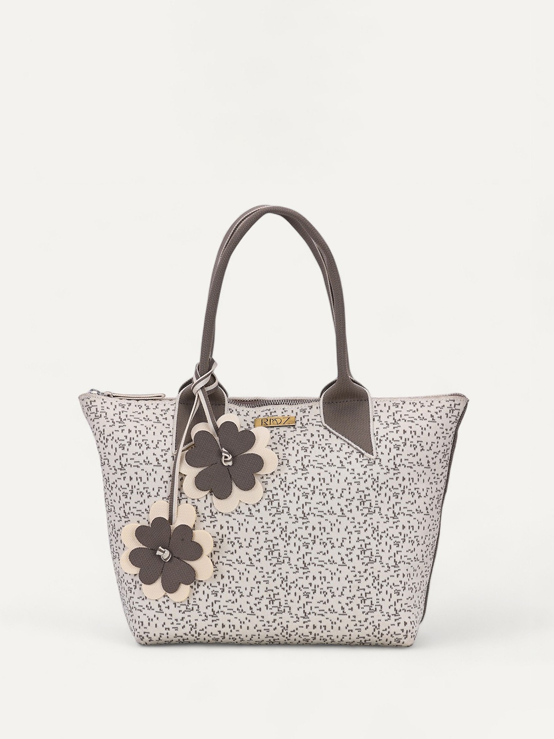 

Rioz Oversized Structured Shoulder Bag with Cut Work, Cream