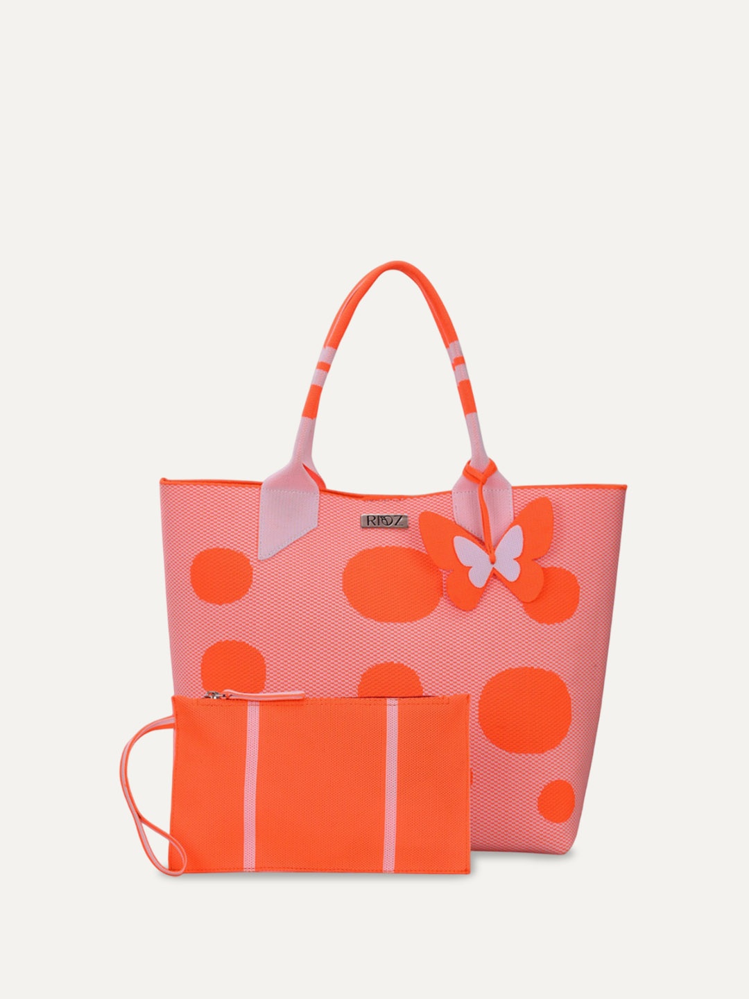 

Rioz Oversized Structured Tote Bag with Cut Work, Orange