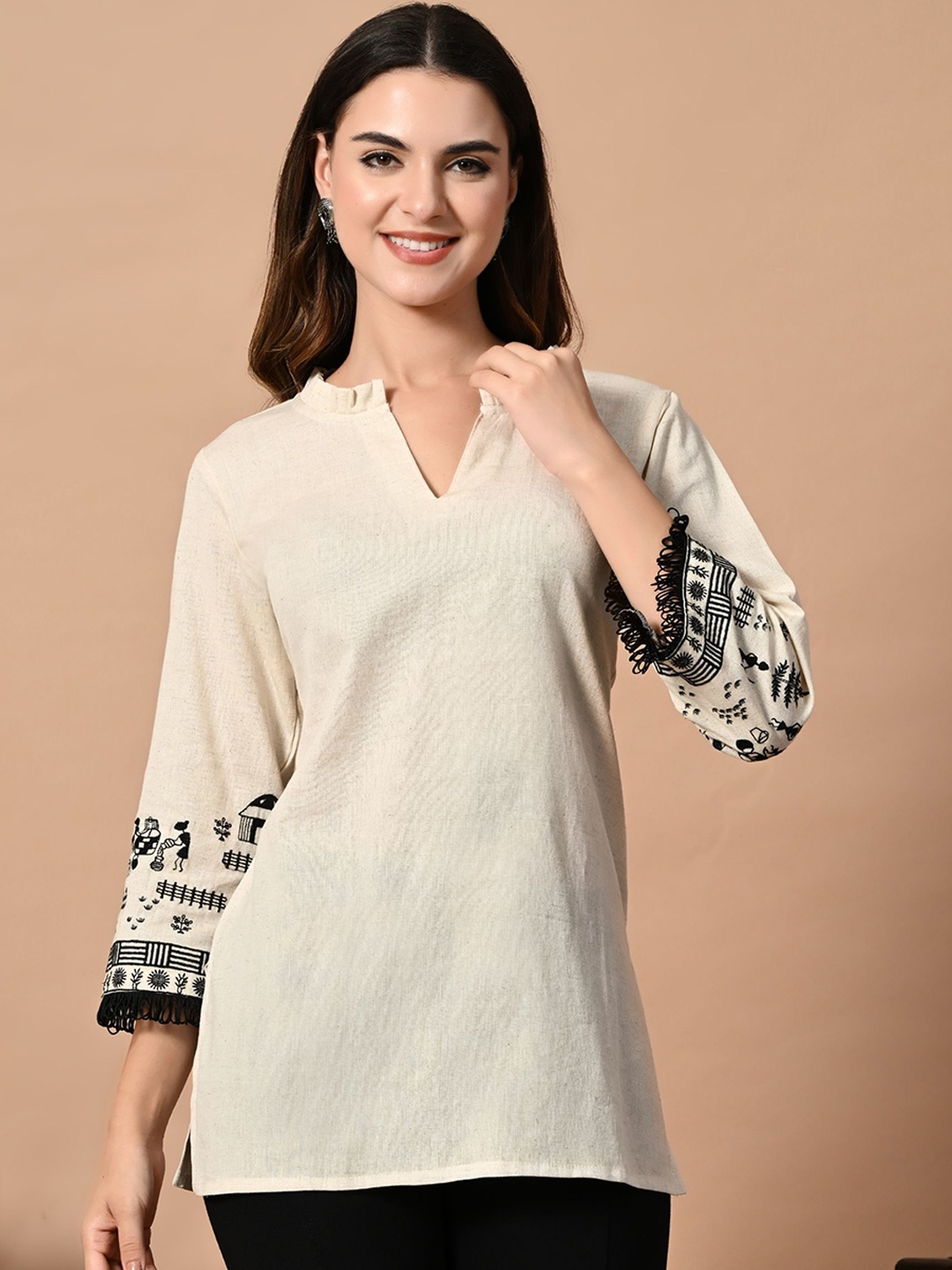 

CRENOL THREADS Women Embroidered Kurta, White
