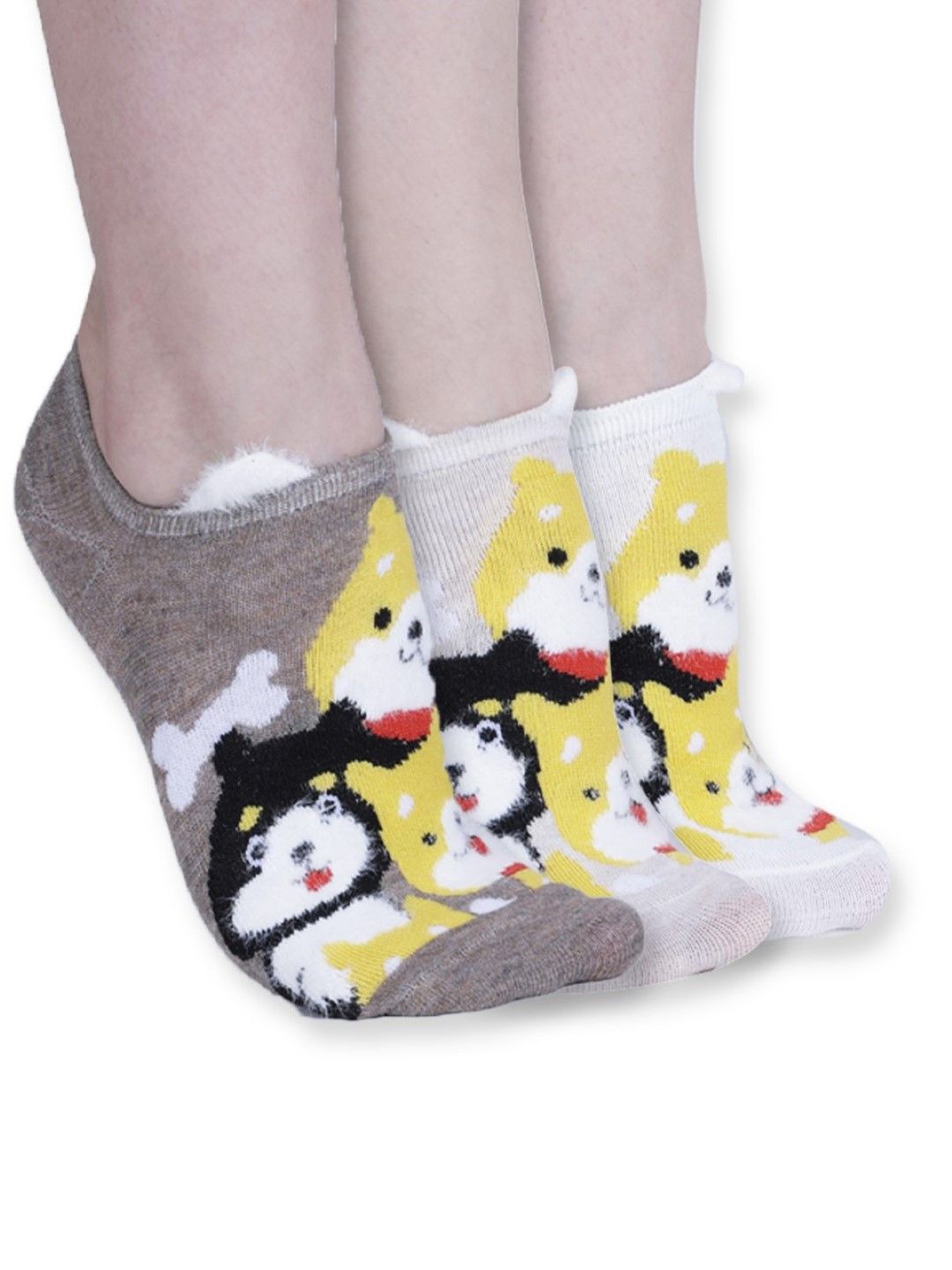 

Dollar Women Pack Of 3 Patterned Shoe Liners Socks, White