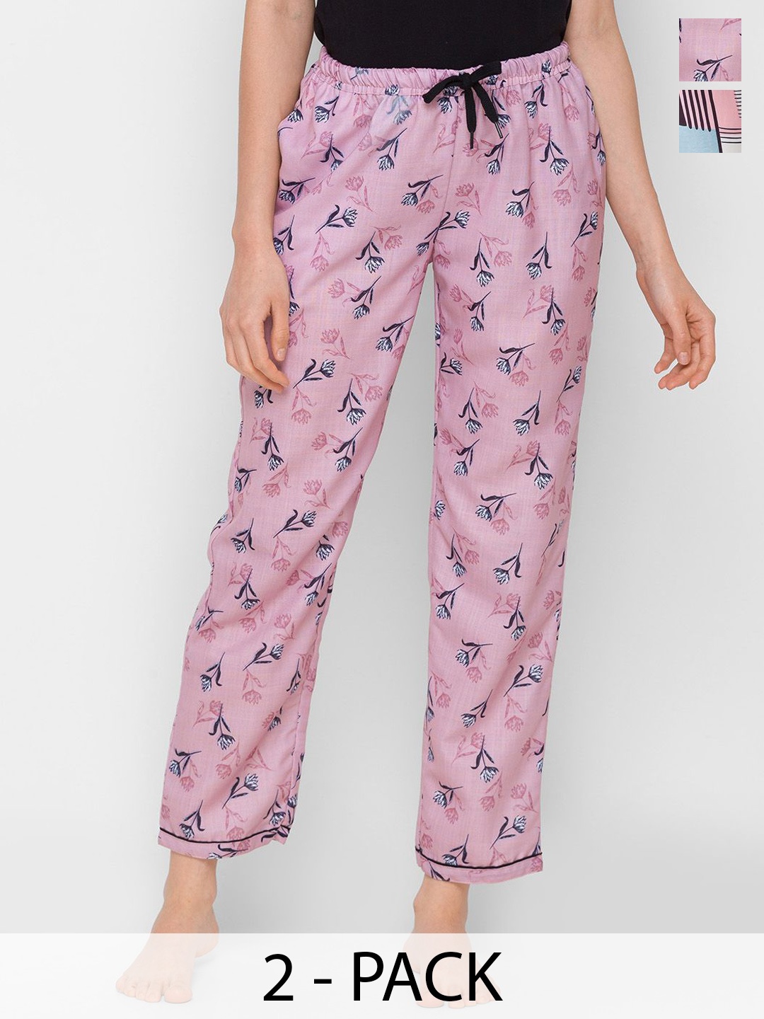 

FashionRack Women Pack of 2 Printed Pyjamas, Multi