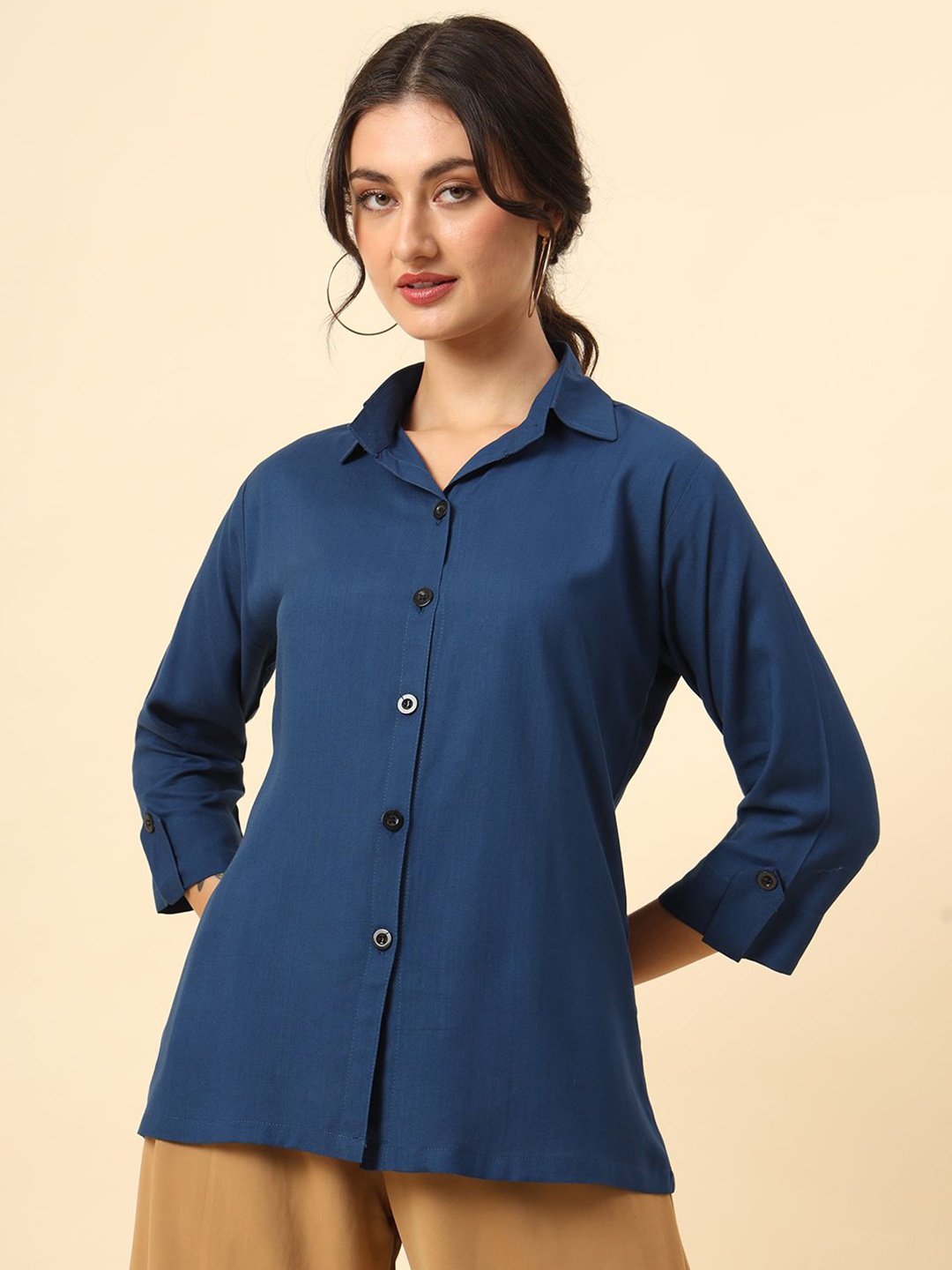 

HERE&NOW Women Comfort Opaque Casual Shirt, Teal