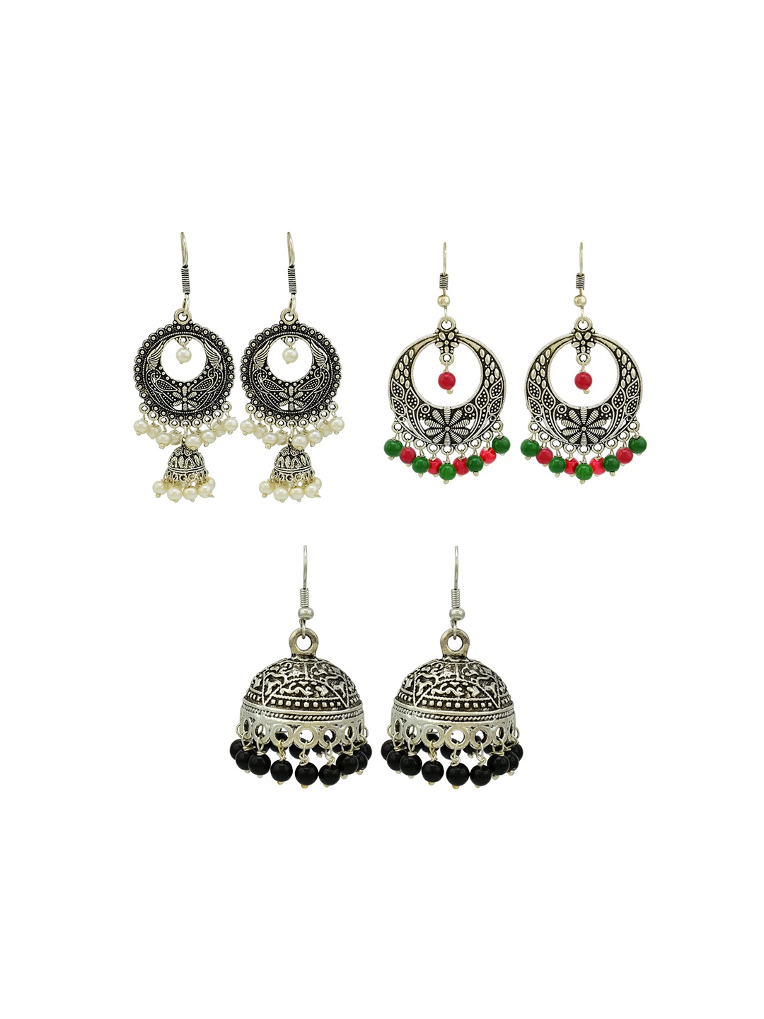 

HIGH TRENDZ Contemporary Jhumkas Earrings, Silver