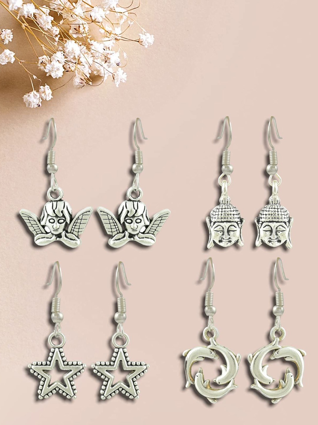 

HIGH TRENDZ Contemporary Drop Earrings, Silver