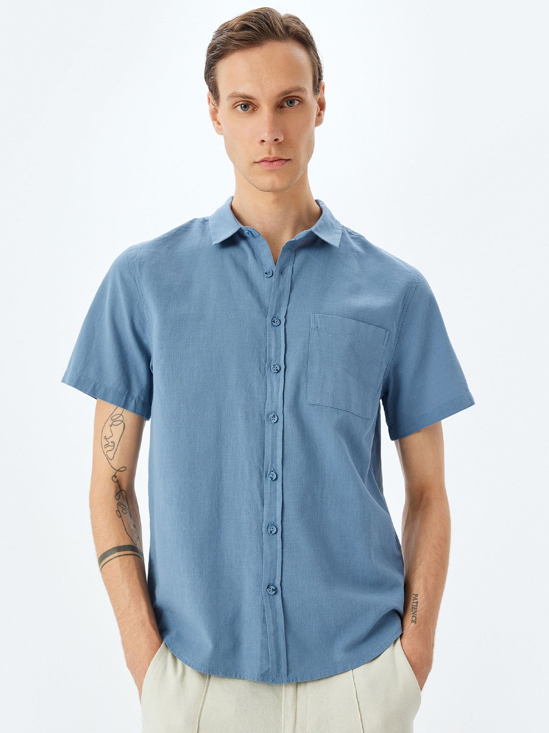 

Koton Men Slim Fit Opaque Casual Shirt, Blue