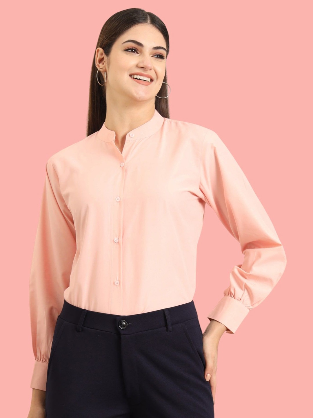 

All About You Formals Women Comfort Slim Fit Opaque Formal Shirt, Peach