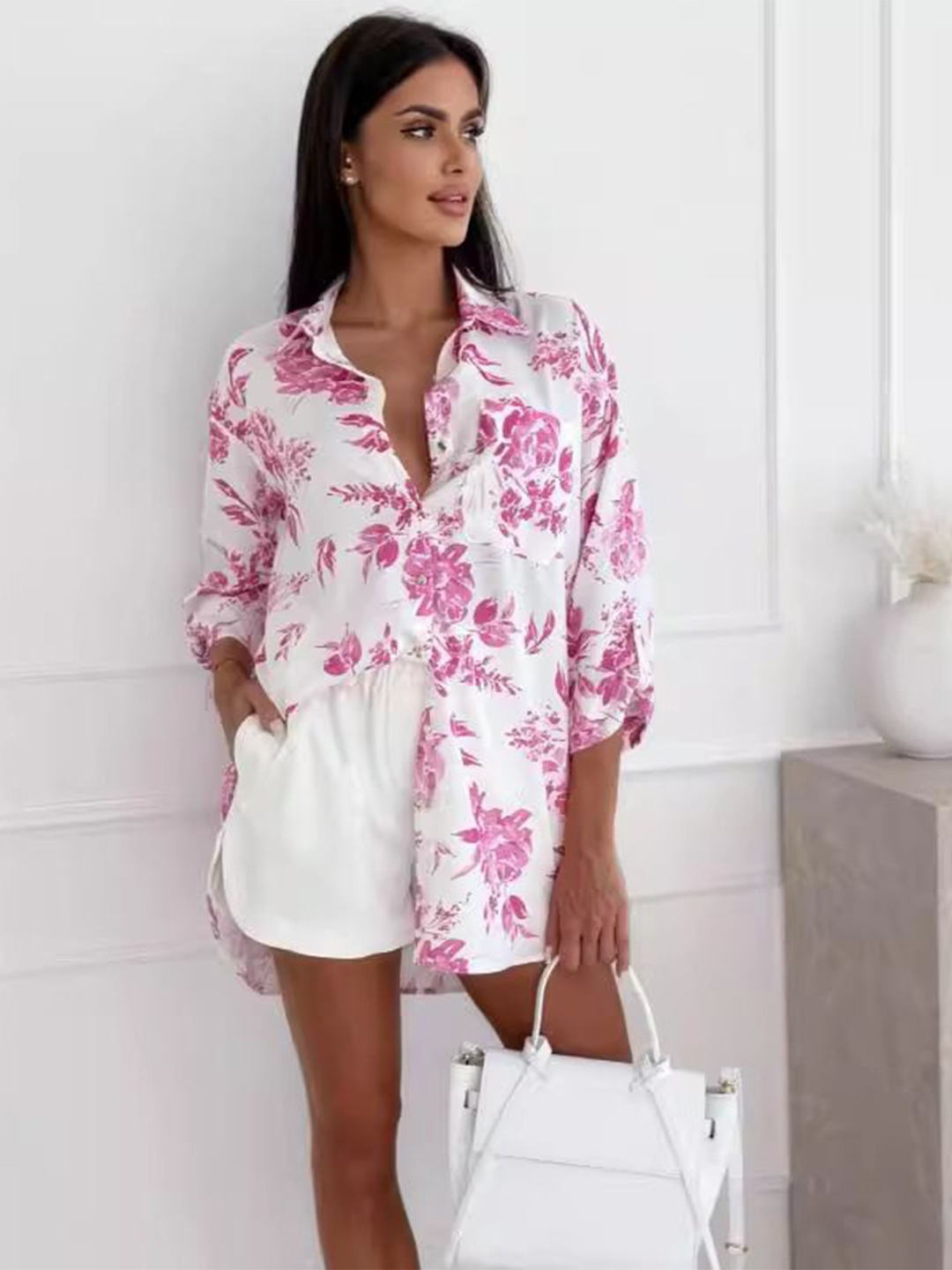 

StyleCast Floral Shirt Mini Dress, White