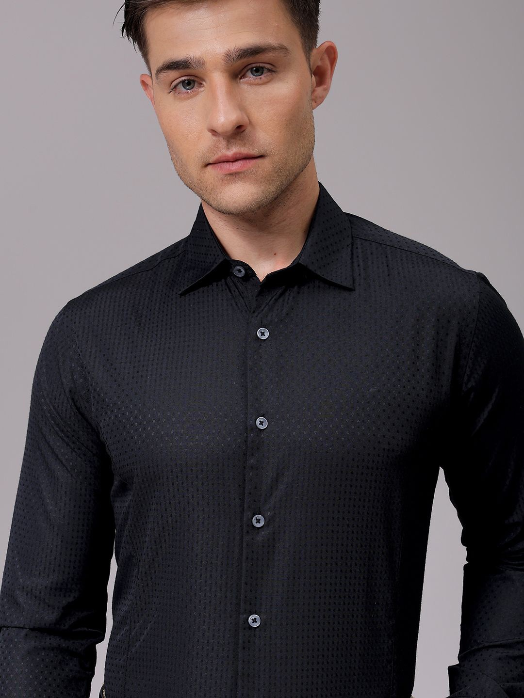 

The Indian Garage Co. X Luxe Men Slim Fit Opaque Formal Shirt, Black