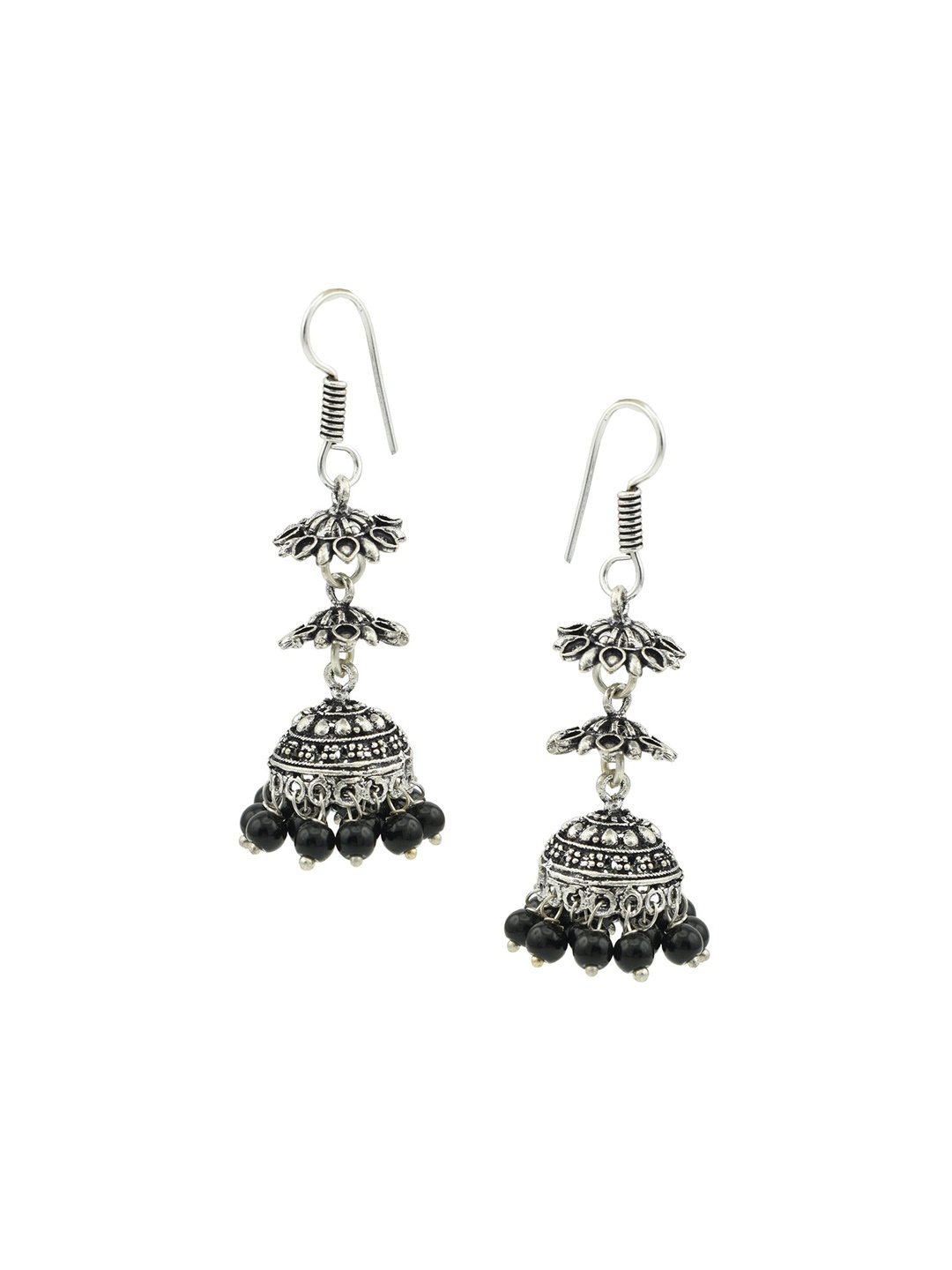 

HIGH TRENDZ Contemporary Jhumkas Earrings, Silver