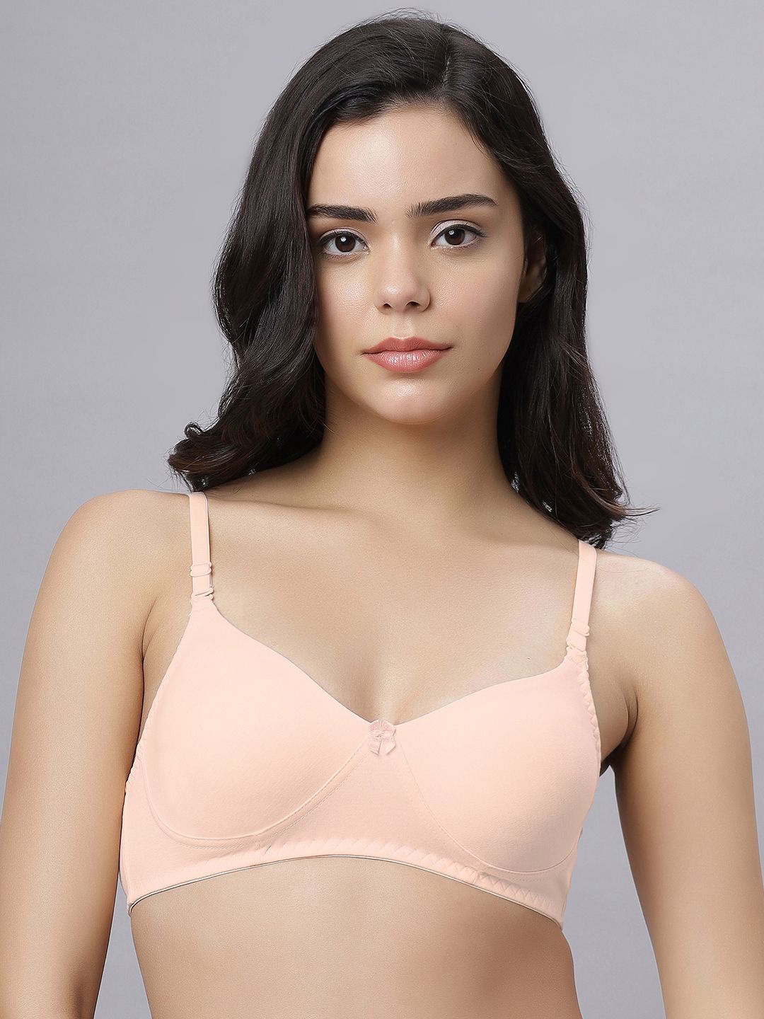 

Anoma Women Cotton Full Coverage Non-Padded Seamless T-shirt Bra, Peach