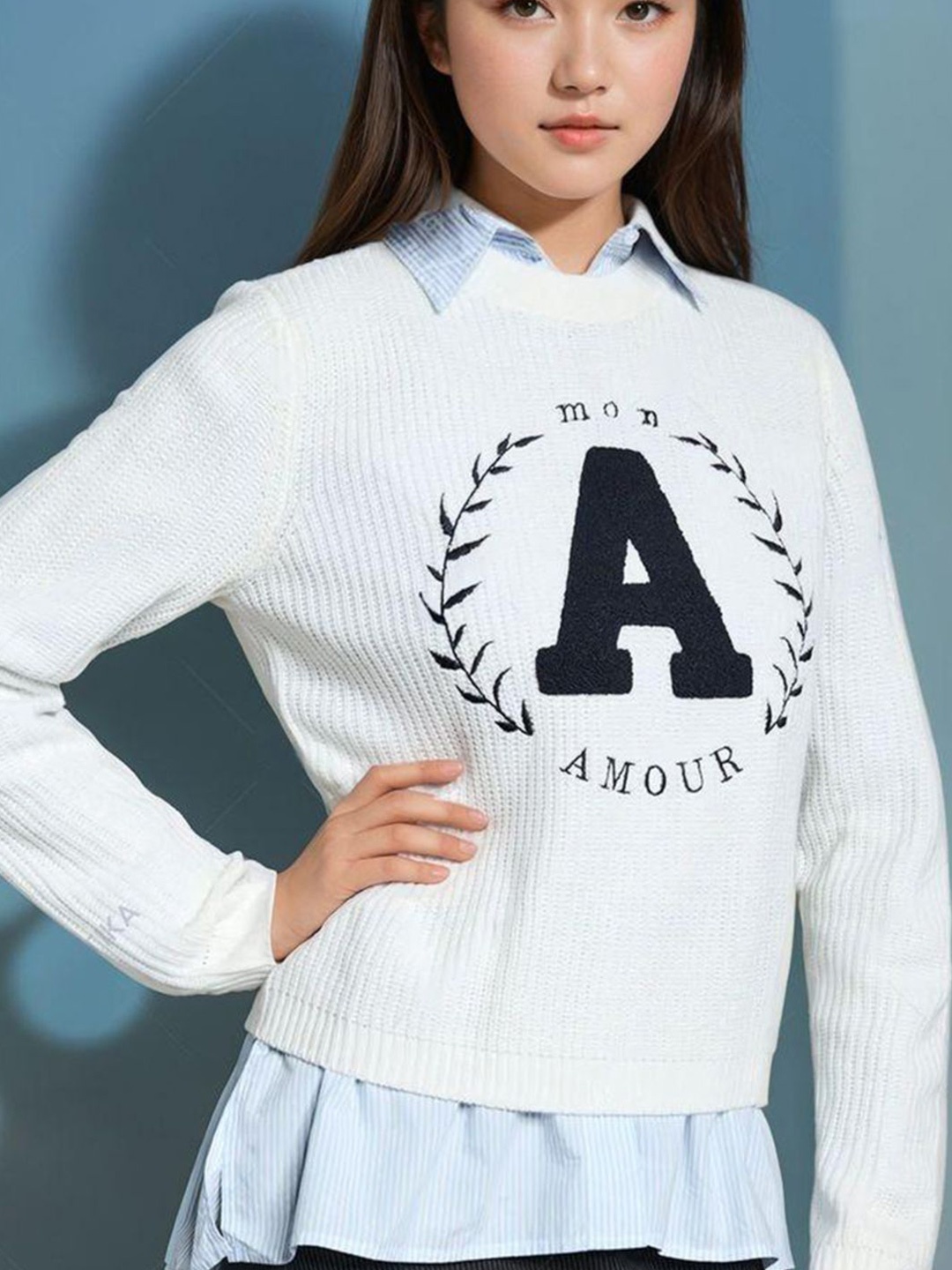 

Stylecast X Kotty Women Typography Printed Crop Pullover, White