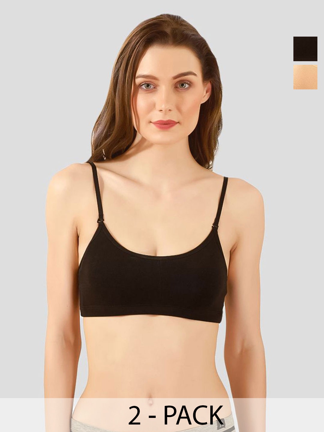 

inner amour Pack Of 2 Full Coverage Non Padded Everyday Bra, Black