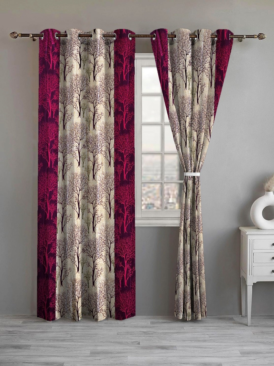 

Lunar Days Purple Set of 2 Floral Room Darkening Long Door Curtain