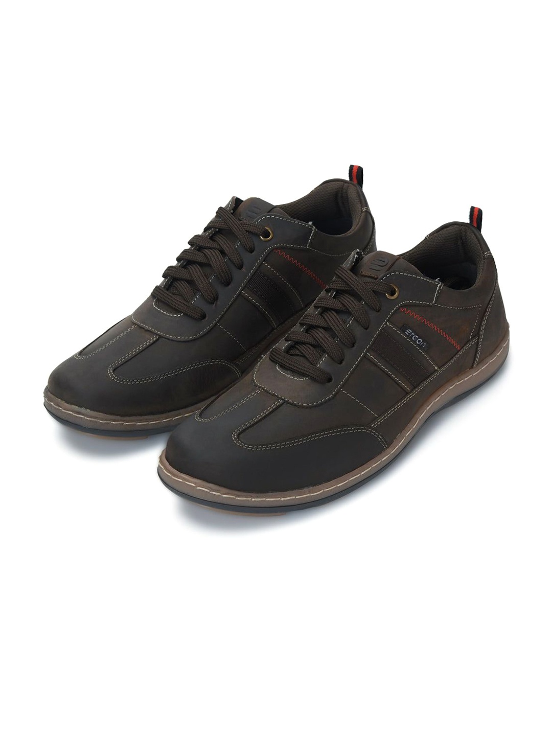 

ERGON Men Colourblocked Leather Sneakers, Brown