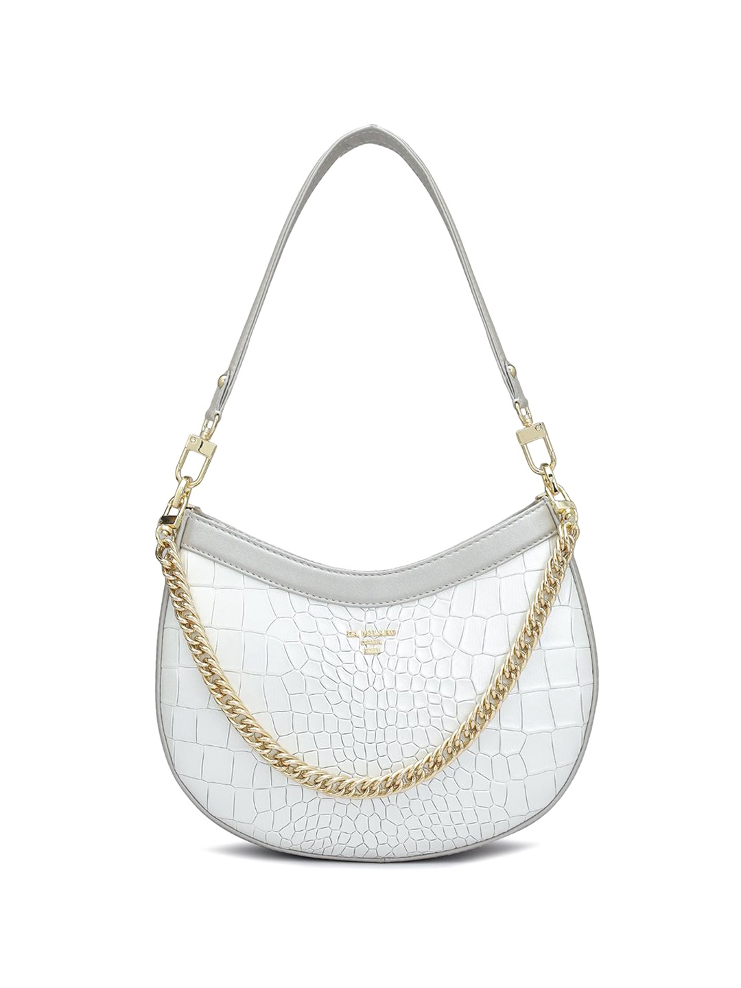 

Da Milano Geometric Textured Leather Shoulder Bag, White
