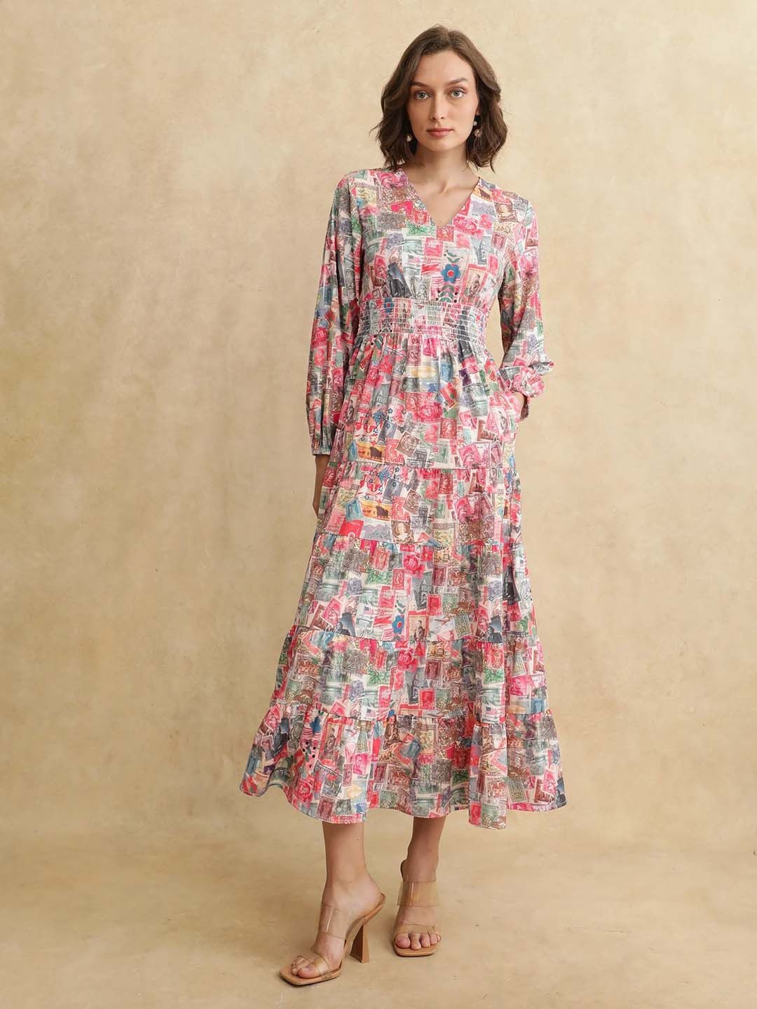 

RAREISM Floral Print Fit & Flare Maxi Dress, Multi